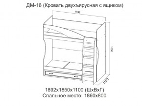 ДМ-16 Кровать двухъярусная с ящиком в Югорске - yugorsk.magazin-mebel74.ru | фото