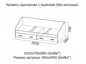 Кровать одинарная с ящиками (Без матраца 0,9*2,0) в Югорске - yugorsk.magazin-mebel74.ru | фото