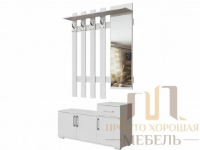 Вешалка с зеркалом 0,8 м №3 Ясень Анкор светлый в Югорске - yugorsk.magazin-mebel74.ru | фото